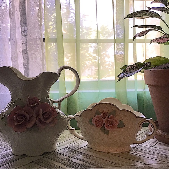 Vintage Porcelain Victorian Pitcher & Server - Picture 8 of 15